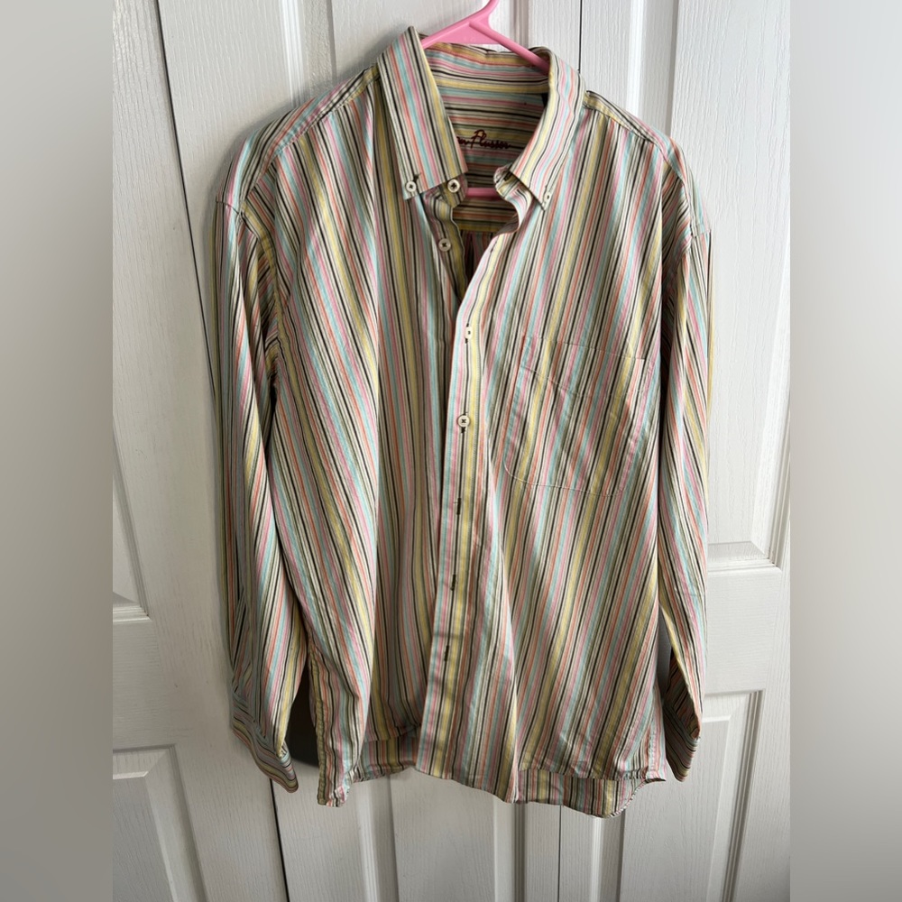 Alan Flusser‎ colorful Easter long sleeve button up size large